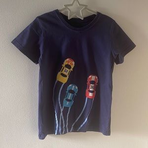 Blue t-shirt with race cars (size: 6T)